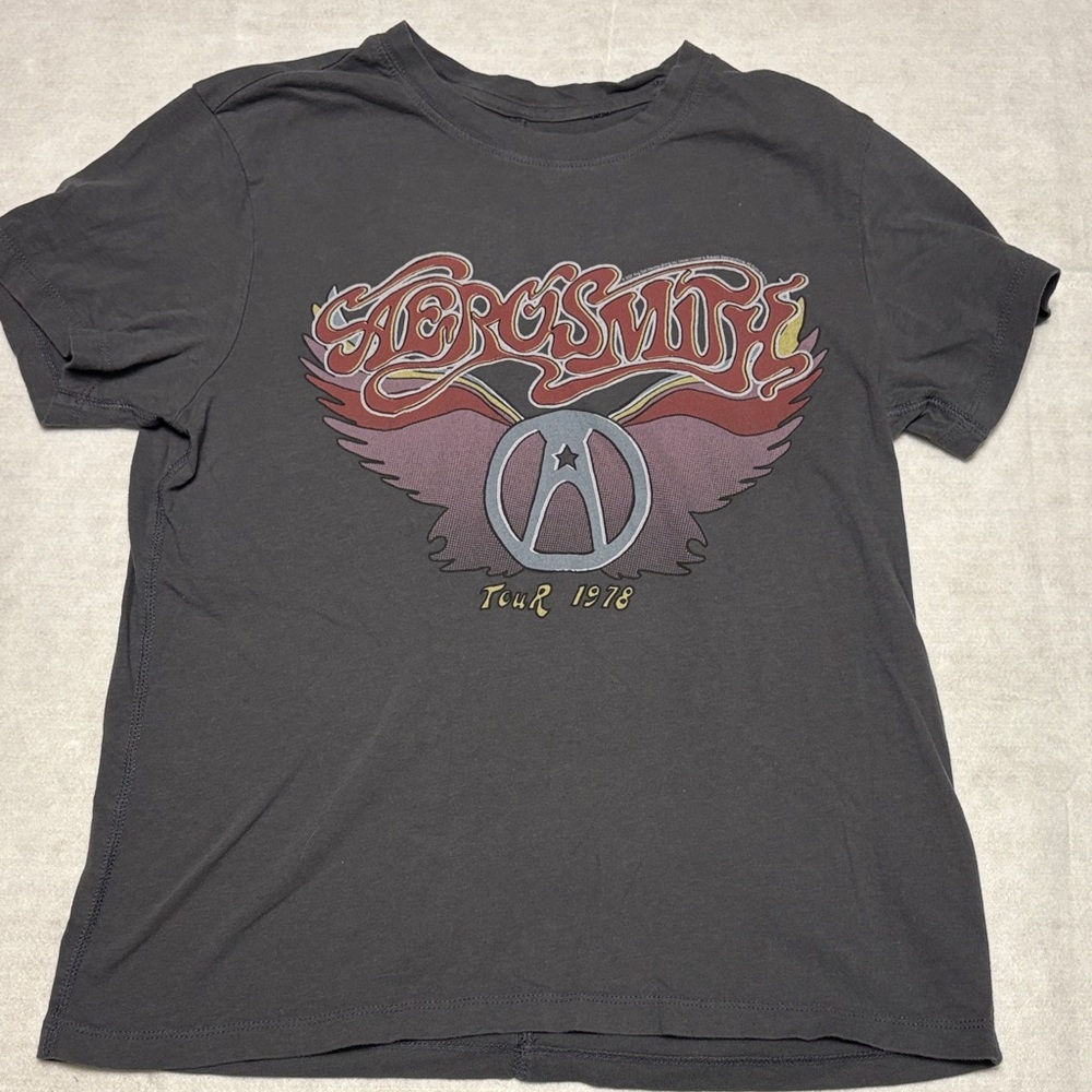 Abercrombie xs Aerosmith soft AF Charcoal Graphic Tee